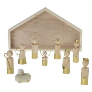 Accent Decor Nativity Scene | Gold-Dipped Wood