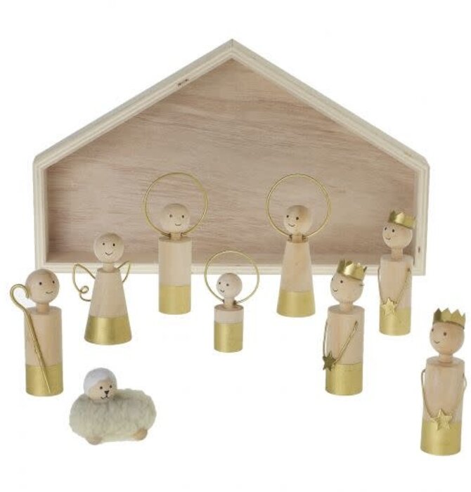 Nativity Scene | Gold-Dipped Wood