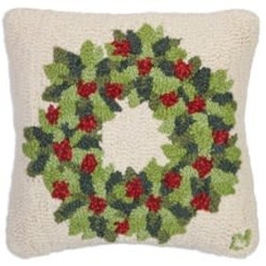 Chandler 4 Corners Hooked Pillow | Berries & Leaves