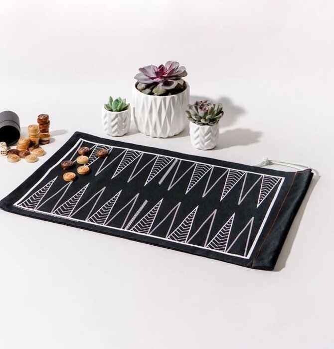 Game Set | Travel Bag | Backgammon/Checkers | Black