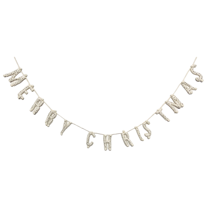 Garland | Merry Christmas | Cream Detailed Letters
