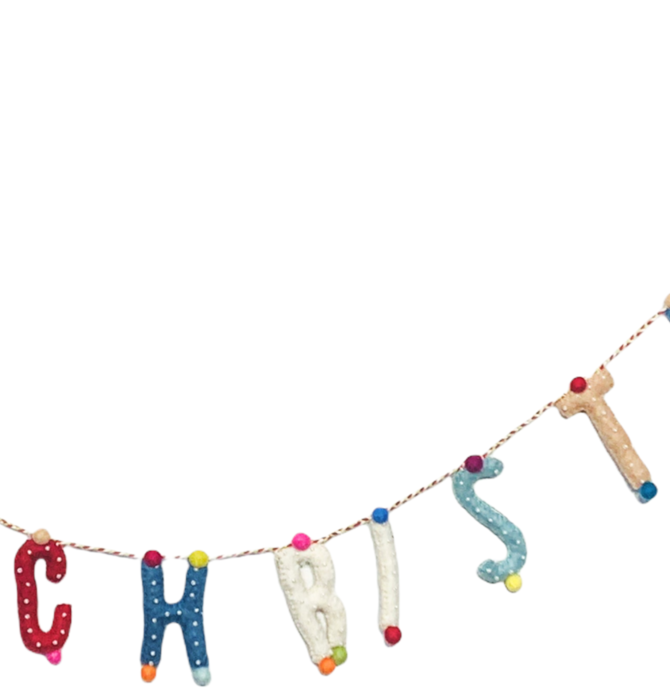 Garland | Merry Christmas | Rounded Letters + Stitching