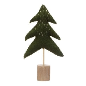 Creative Co-Op Tree | Embroidered Dark Green 9.75"