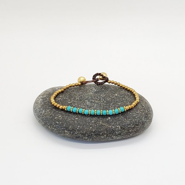 Baizaar Bracelet | Brass + Stone Center Turquoise