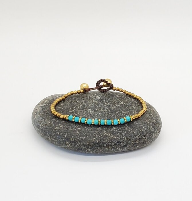 Bracelet | Brass + Stone Center Turquoise