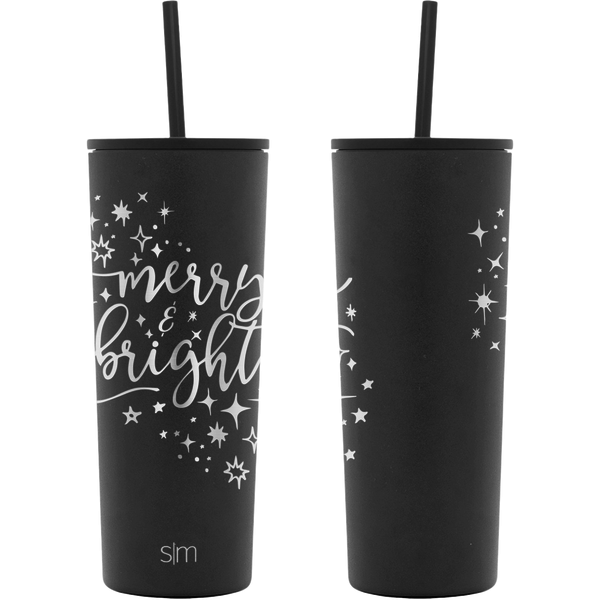 Simple Modern Tumbler | Classic Holiday | 24oz | Merry & Bright | Midnight