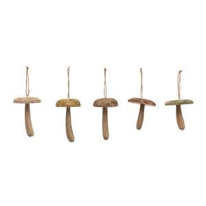 Creative Co-Op Wooden Hanging Mushroom | 4.75"