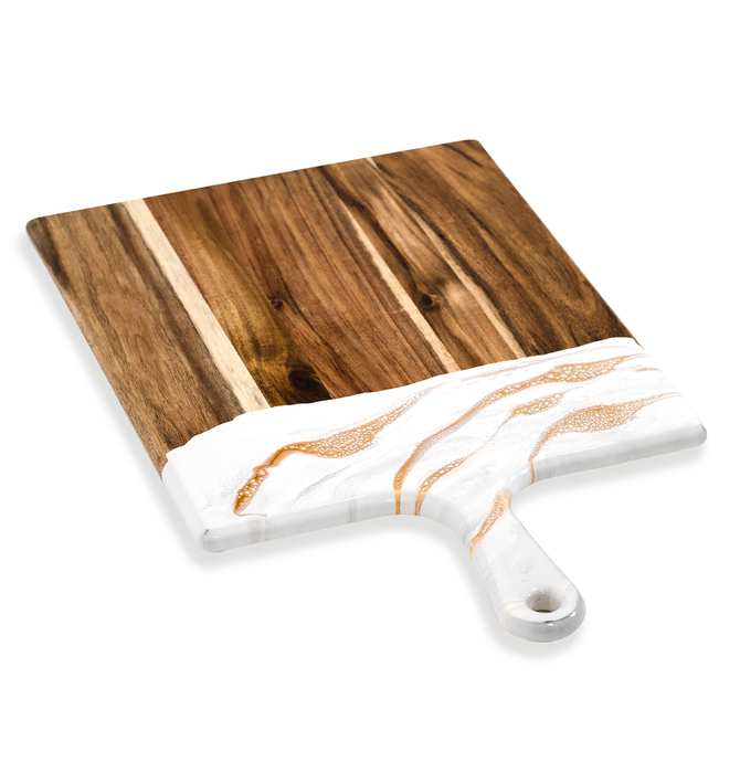 Cheeseboard | Acacia + Resin | White+Grey+Gold