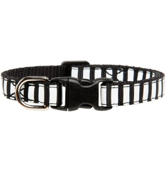 x-Cat Collar | 7-10" | Black + White Stripe