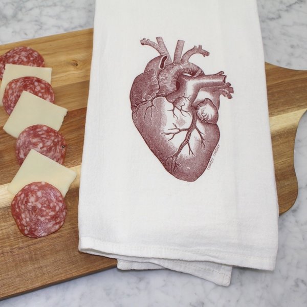 Counter Couture Tea Towel | Flour Sack | Anatomical Heart