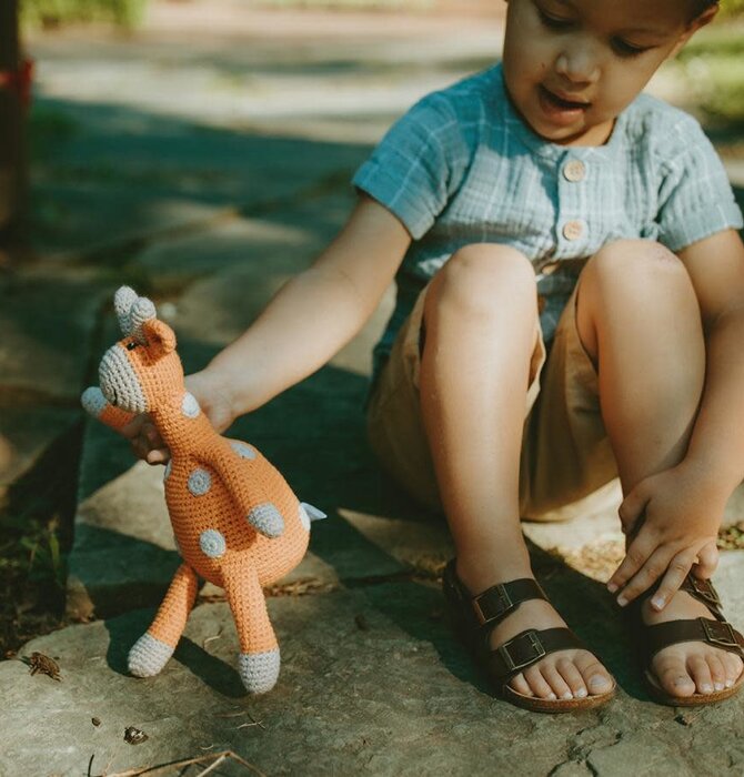 Crochet Rattle Toy | Giraffe Organic | Orange
