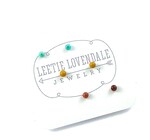 Earrings | Tiny Lucite Stud Set | Teal & Terracotta Coral