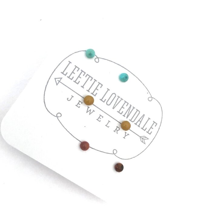 Earrings | Tiny Lucite Stud Set | Teal & Terracotta Coral