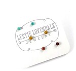 Earrings | Tiny Lucite Stud Set | Teal & Terracotta Coral