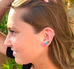 Earrings | Tiny Lucite Stud Set | Teal & Terracotta Coral