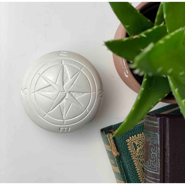 Global Crafts Compass Soapstone Paperweight | Natural Stone