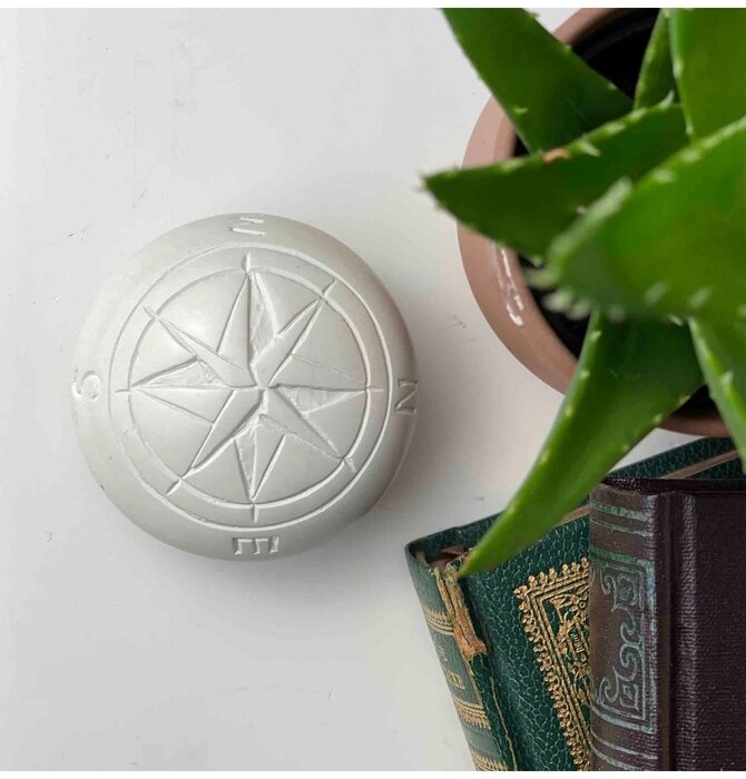 Compass Soapstone Paperweight | Natural Stone
