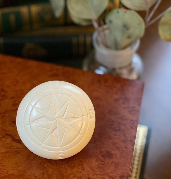 Compass Soapstone Paperweight | Natural Stone