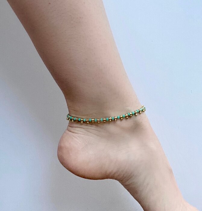Anklet | Brass Accent + Glass Beads