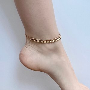 Baizaar Anklet | Brass Teardrop + Glass Beads