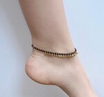Anklet | Brass Teardrop + Glass Beads
