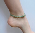 Anklet | Brass Teardrop + Glass Beads