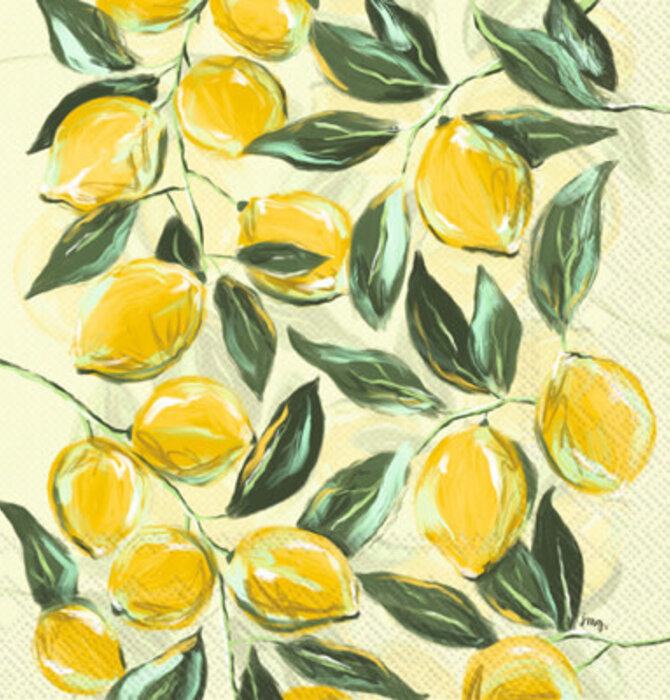 Cocktail Napkins | Painterly Lemons