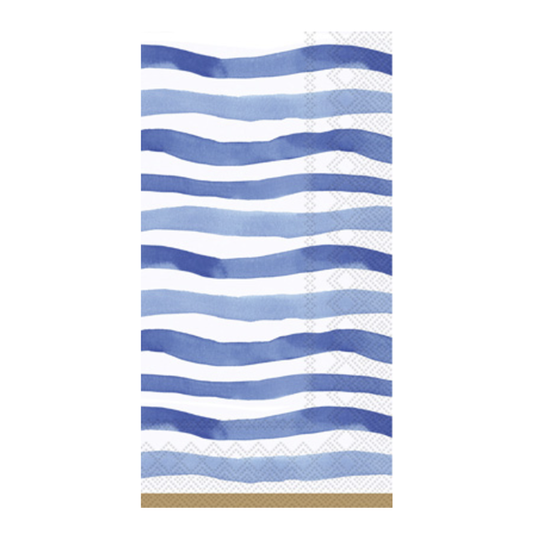 pair of linen hand towels with wide stripes- marine blue – Lauren