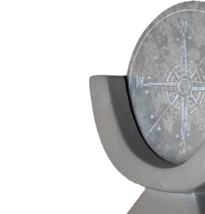 Compass Soapstone Sculpture | Gray Stone