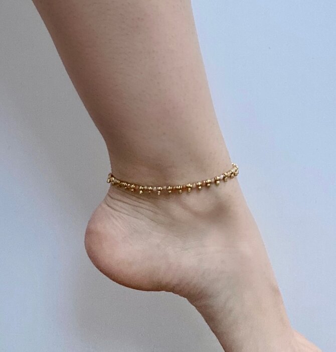 Anklet | Brass Accent + Glass Beads