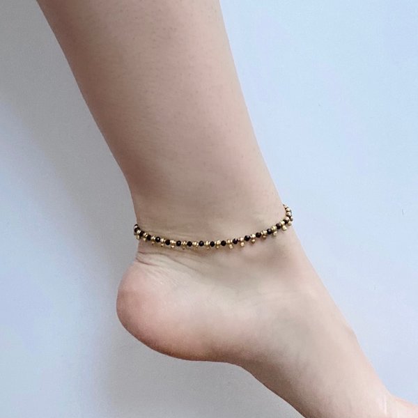 Baizaar Anklet | Brass Accent + Glass Beads