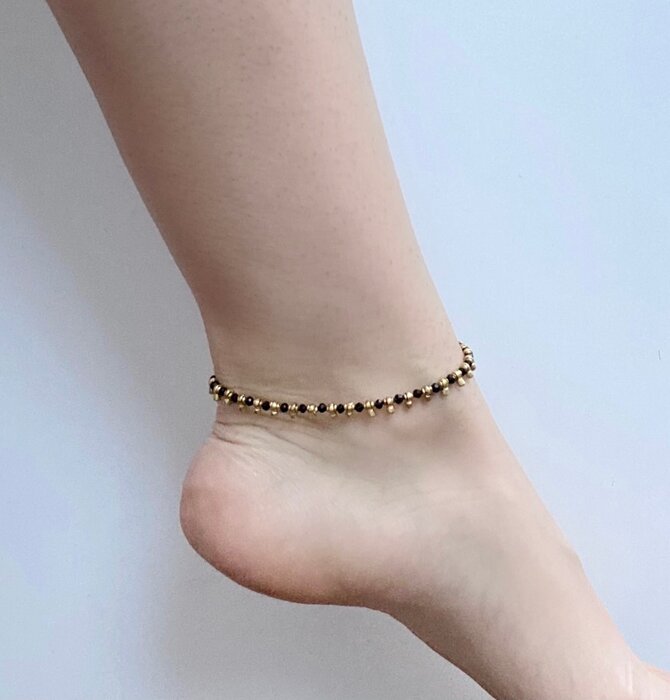 Anklet | Brass Accent + Glass Beads