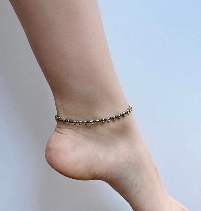 Anklet | Brass Accent + Glass Beads