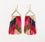 Earrings | Hot Pink Red Chevron on Triangle