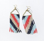 Earrings | Blue Red Diagonal Stripe on Triangle