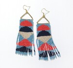 Earrings | Blue Red Navy Half Circles on Triangle