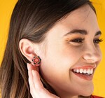 Earrings | Flower Seed Bead | Pink Citron Peacock