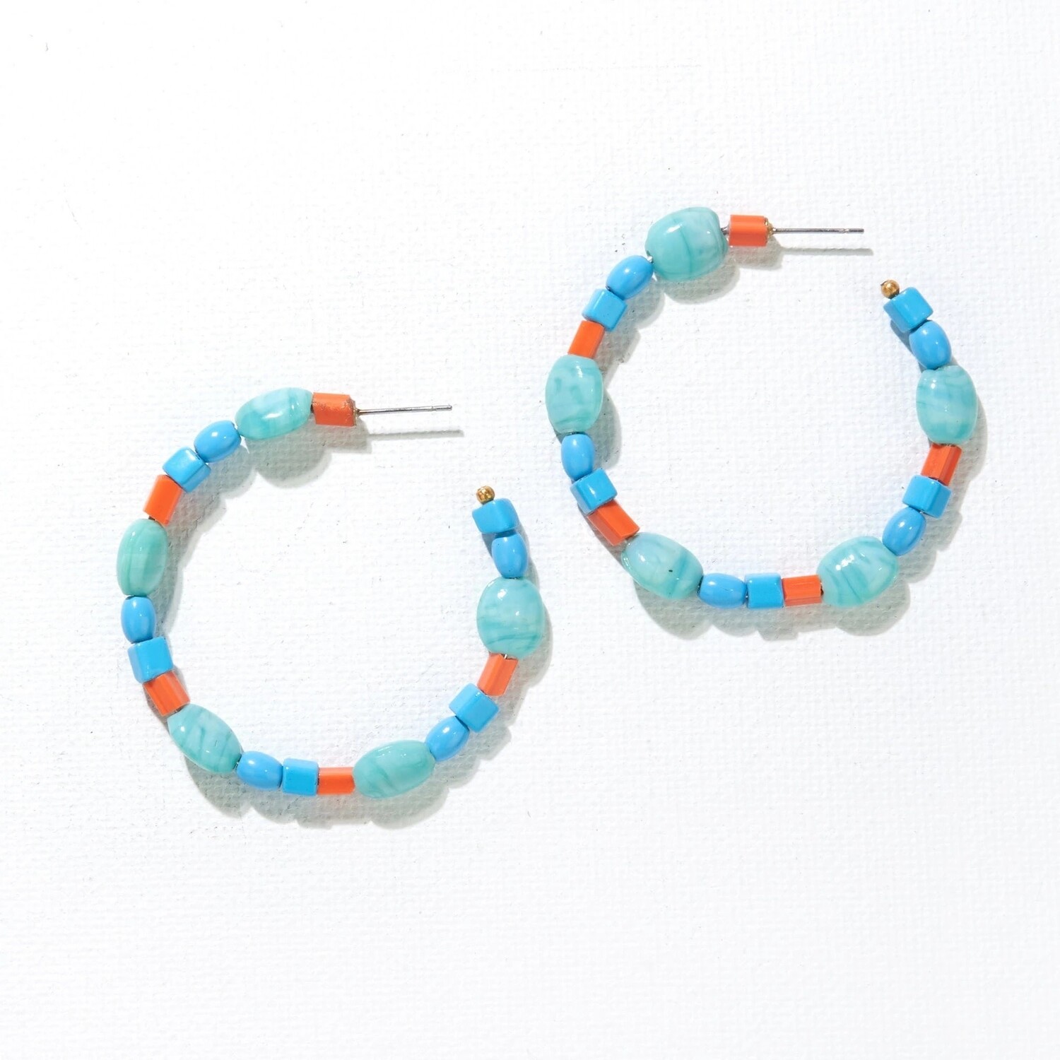 Earrings 2" Hoop Glass Bead PLENTY Mercantile & Event Venue