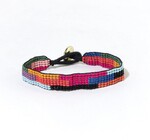 Bracelet | Petite Seed Bead | Hot Pink Red Yellow Stripe