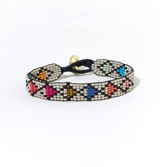 Bracelet | Petite Seed Bead | Ivory Multicolor Diamond