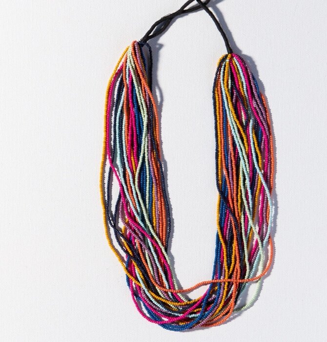 Necklace | Seed Bead | Multi Stripe Layered
