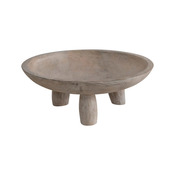 Bowl | Whitewashed 3-Footed | Mango Wood - PLENTY Mercantile & Venue