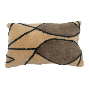 Creative Co-Op Tufted Lumbar Pillow | Chambray + Wool Blend