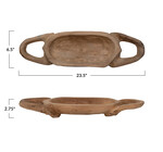Decorative Teakwood Tray with Handles | Hand-Carved