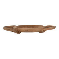 Creative Co-Op Decorative Teakwood Tray with Handles | Hand-Carved