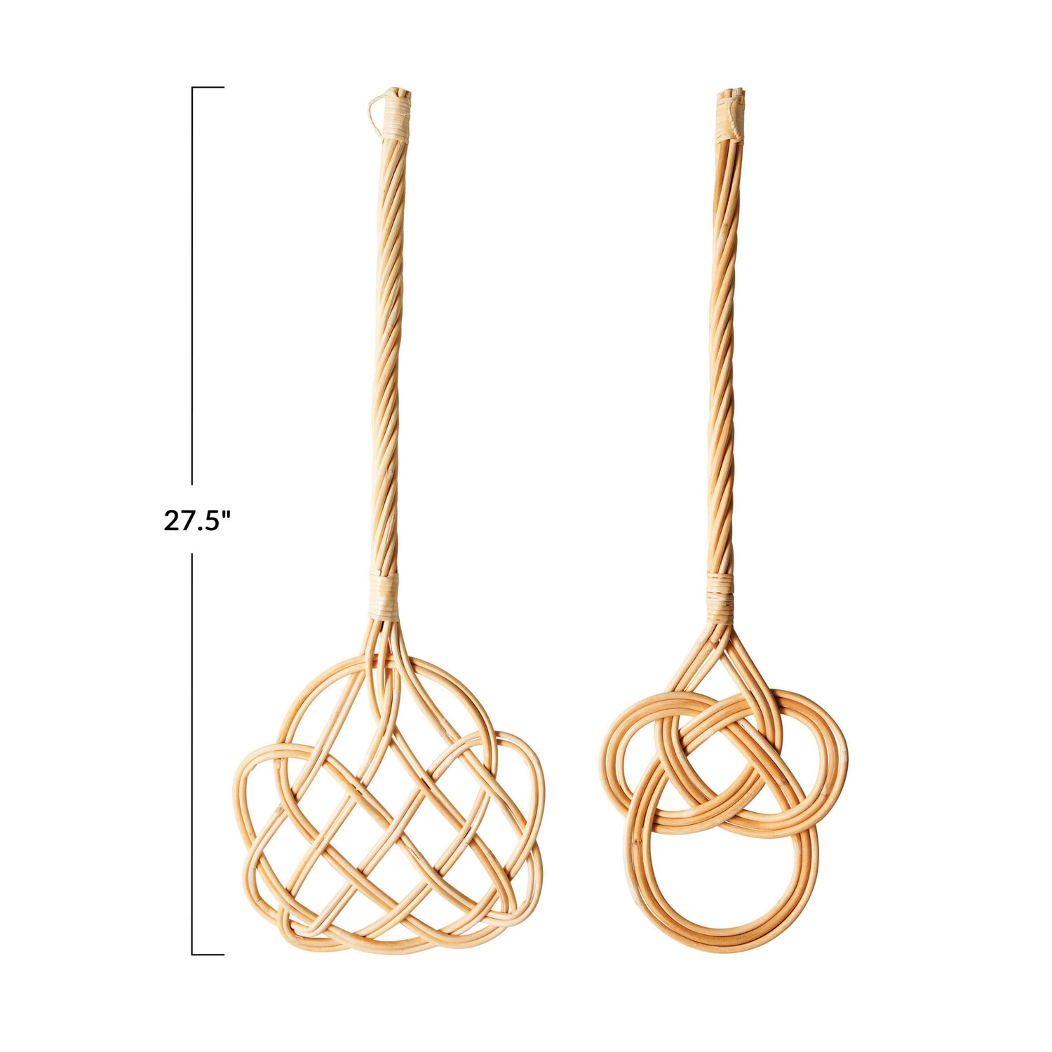 Hand Crafted Rattan Rug Beater Tool for Pet Owner with Wide-Faced Paddle  28.5 in
