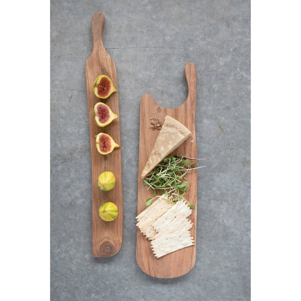 Creative Co-Op Cheese Board with Handle | Acacia Wood