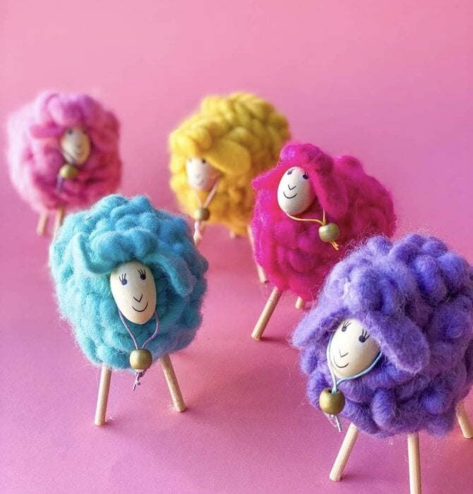 Sheep | Wooly Felt + Wooden Legs