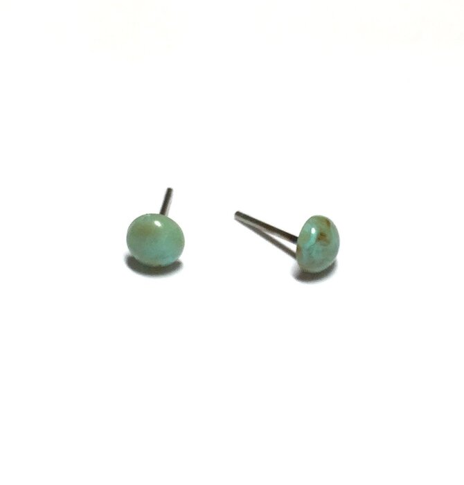 Earrings Studs | Tiny Turquoise Marbled