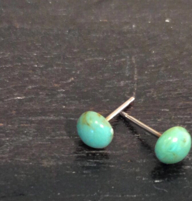 Earrings Studs | Tiny Turquoise Marbled